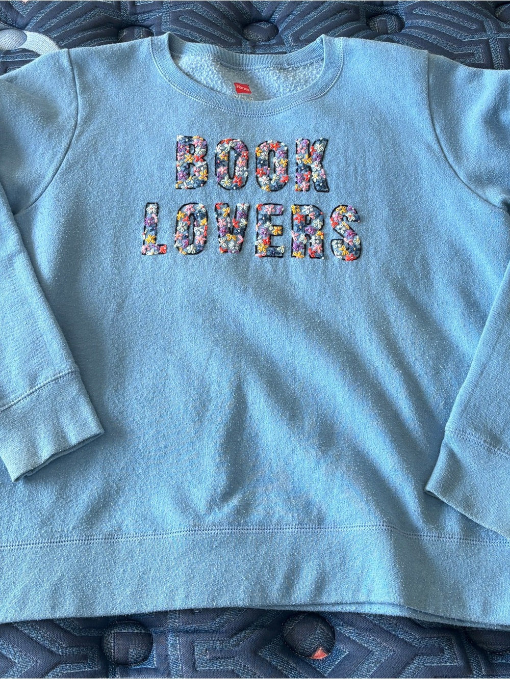 Floral "BOOK LOVERS" Hand Embroidery Sweatshirt